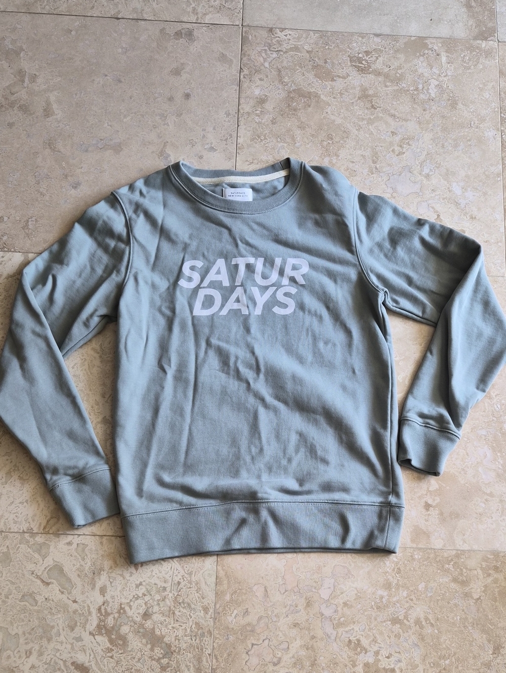 Saturdays New York City Light Sage Crewneck Sweatshirt with White Logo